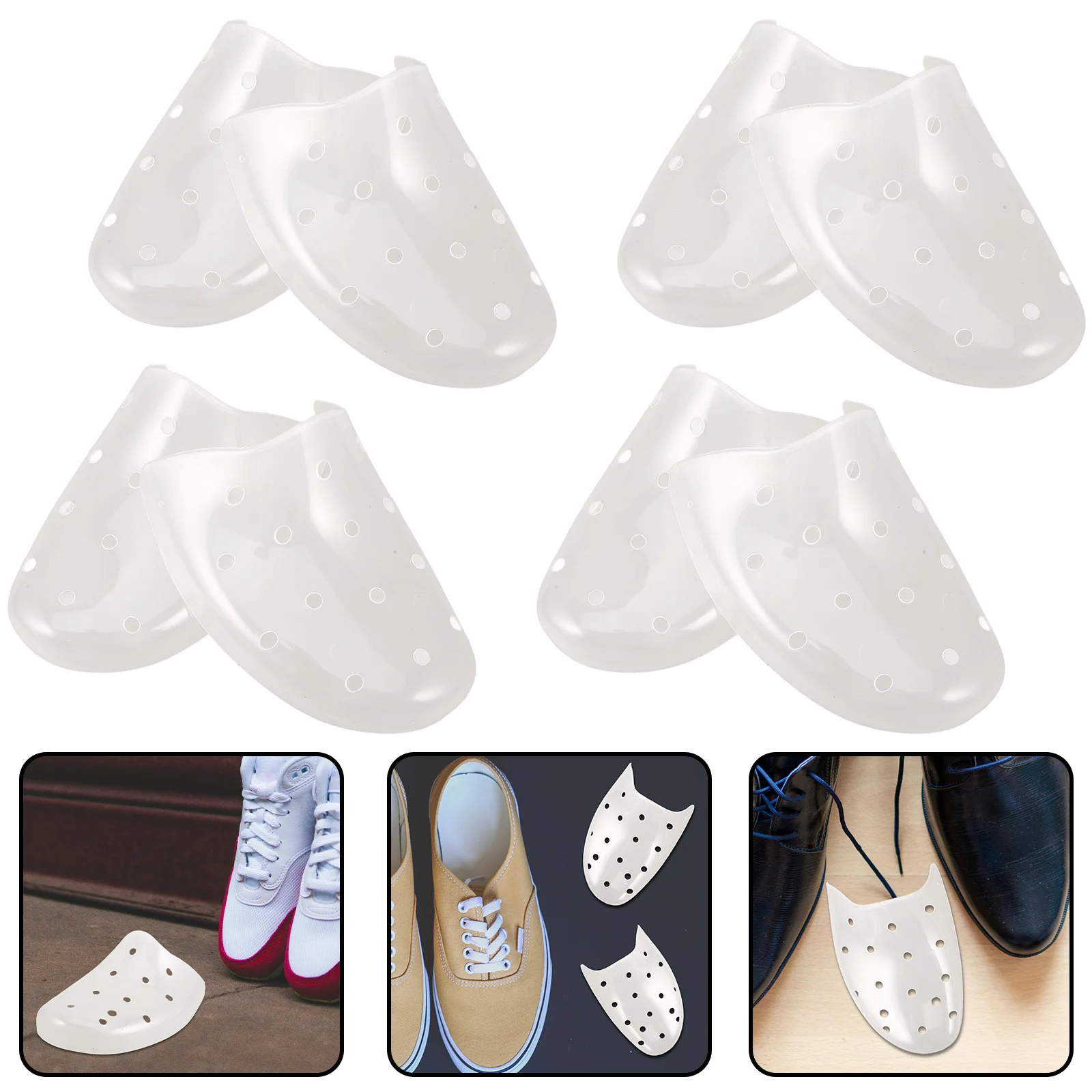 

8 пар формирователей обуви, прозрачный полипропилен, не складывающийся, 41, 46 размеров, мужские и женские защитные модели, защита для кроссовок, решения для хранения обуви