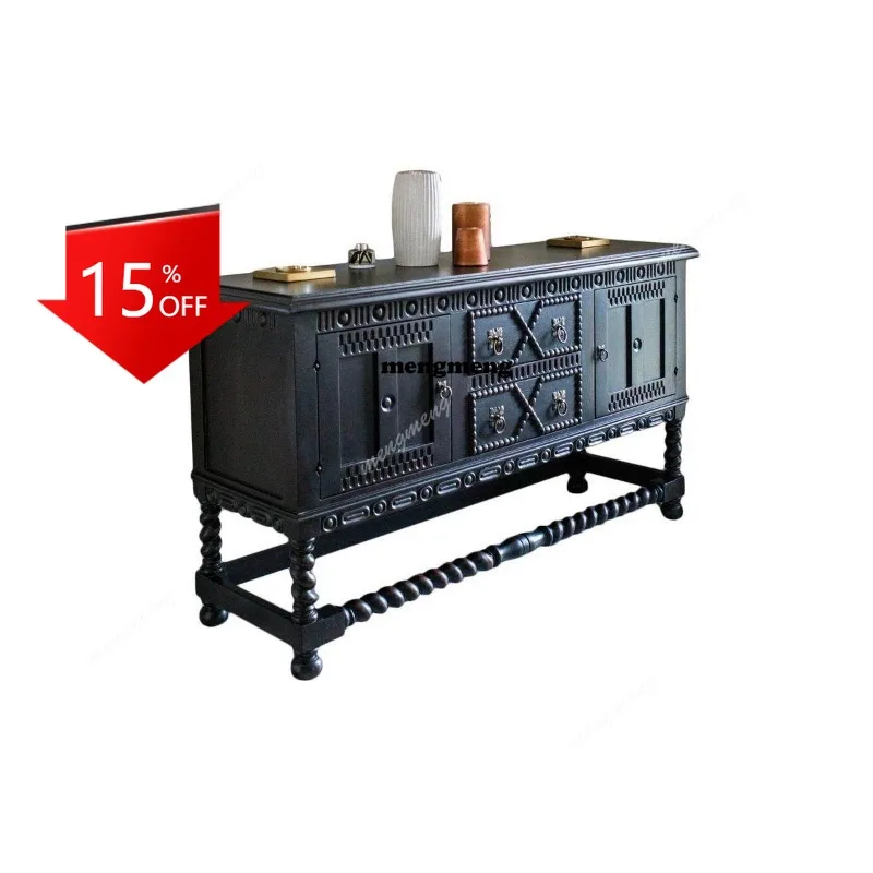 

Тумба-буфет B178 в стиле французского ретро, из массива дерева, для прихожей или столовой, в американском деревенском стиле с резьбой