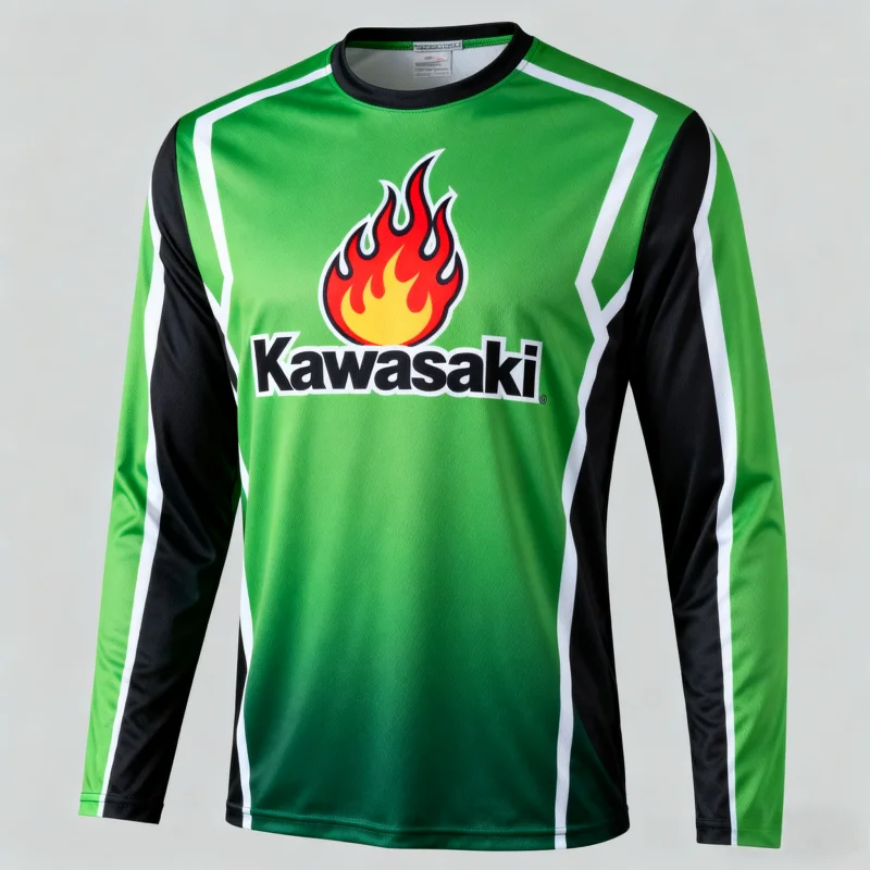 

Motor Fans Kawasaki — Тематические рубашки с длинными рукавами и деталями в полоску — Must — для любителей мотоциклов