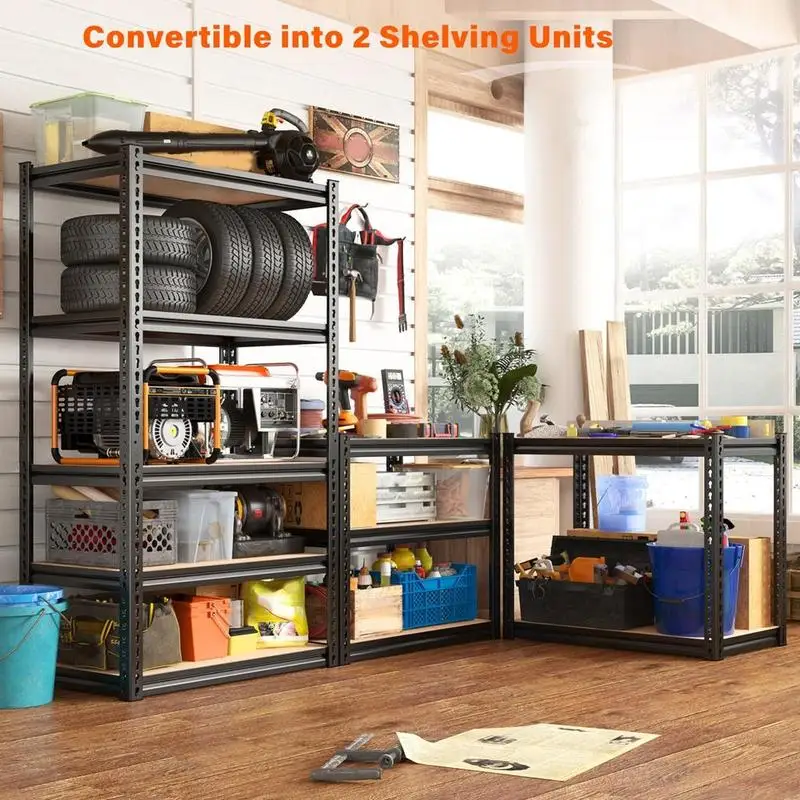 وحدة رفوف جراج مكونة من 5 طبقات، ارتفاع 72 بوصة، رف تخزين معدني قابل للتعديل لتنظيم المطبخ في المستودعات #6