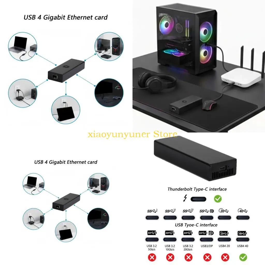 

P9JB Portable USB4 10G Gigabits Networking Adapters No Driver Required For PC