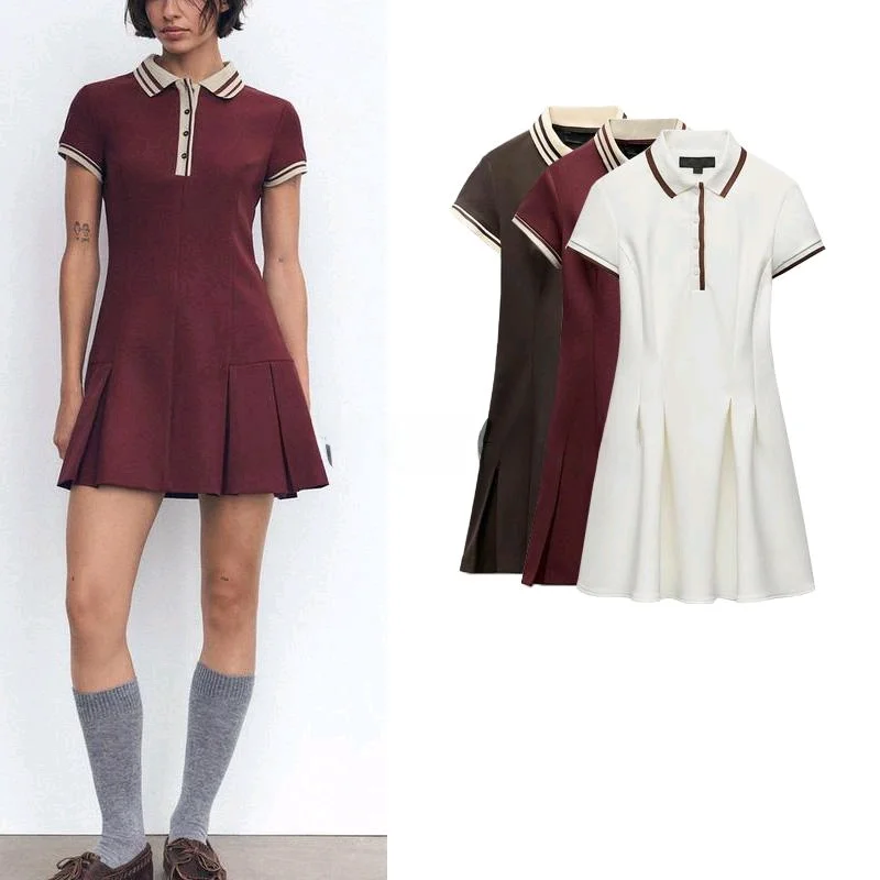 ربيع جديد وصول ort محبوك الدكتور طوق ألف خط صورة ظلية عالية الخصر ركاب Sle ألياف البوليستر الصيف الدكتور