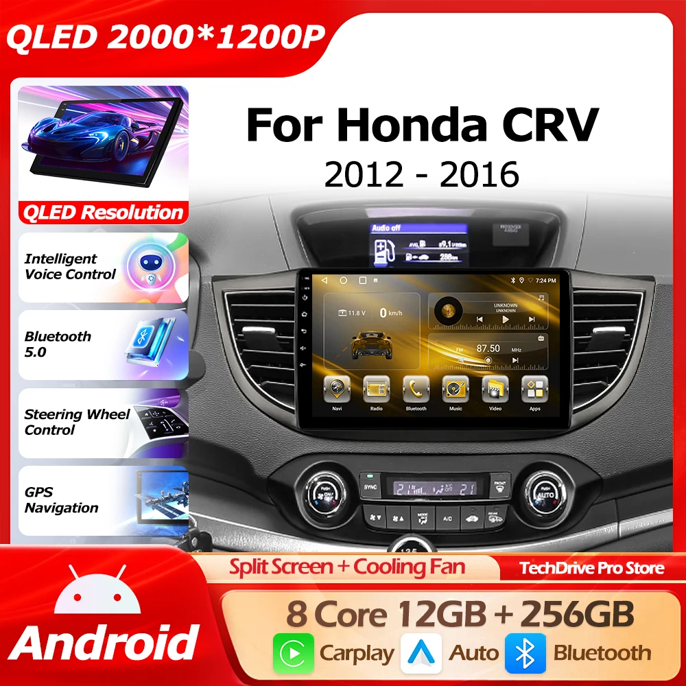 

For Honda CRV CR-V 2012-2016 Android 16 WIFI GPS Navigation Wireless Carplay Auto Lntelligent Multimedia Player Bluetooth 4G