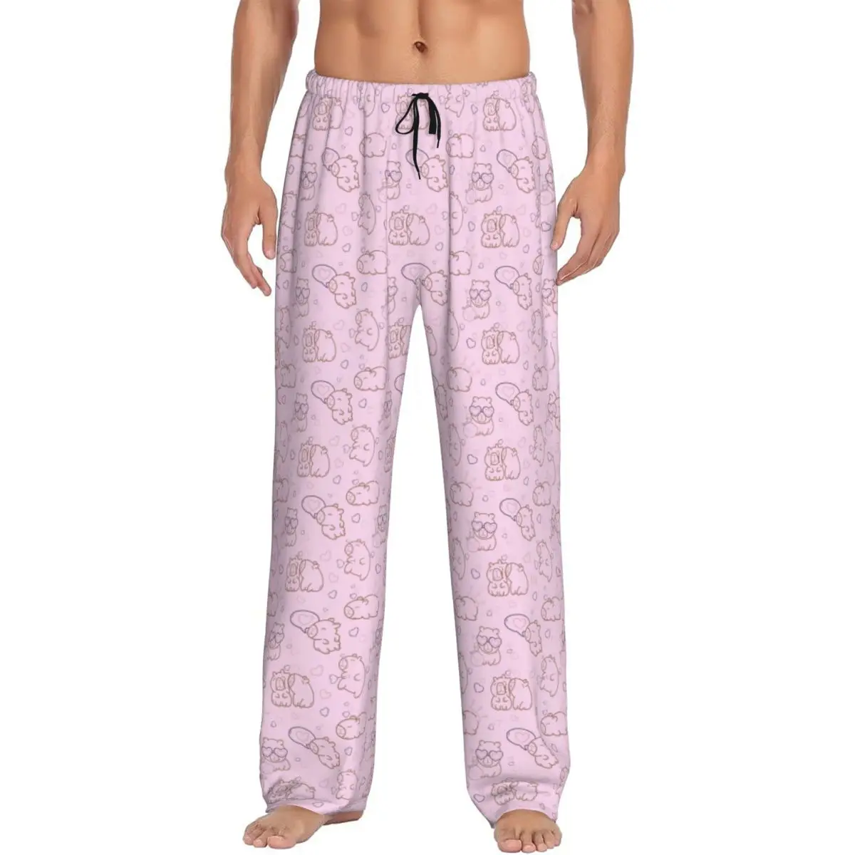 

Custom Funny Capybara Pajama Pants for Men Sleepwear Lounge Sleep Bottoms Stretch with Pockets