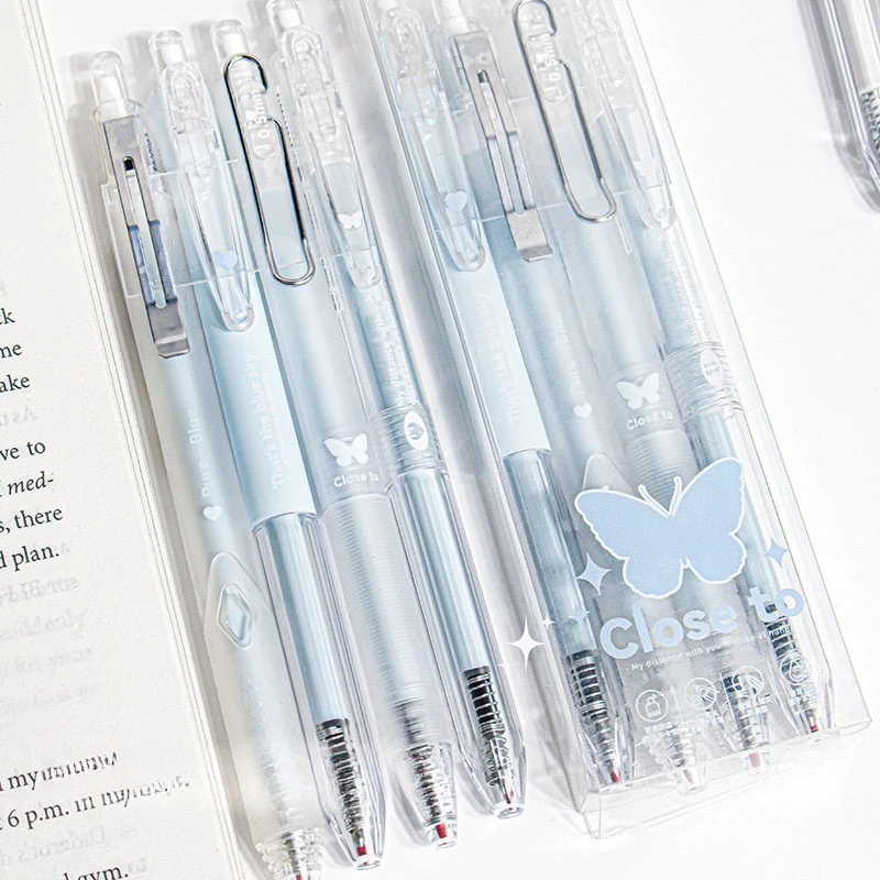 

4 шт., матовые прозрачные гелевые ручки с романтической бабочкой, многофункциональная студенческая ручка для письма, ручка для подписи большой емкости