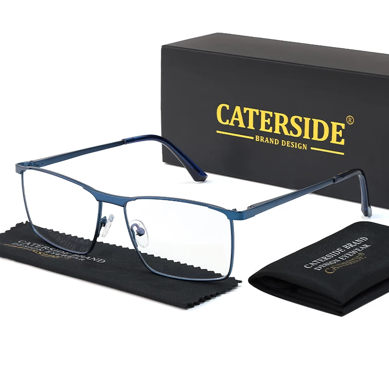 

CATERSIDE модные квадратные мужские очки в высококачественной металлической оправе с защитой от синего света, очки для чтения, женские деловые повседневные очки