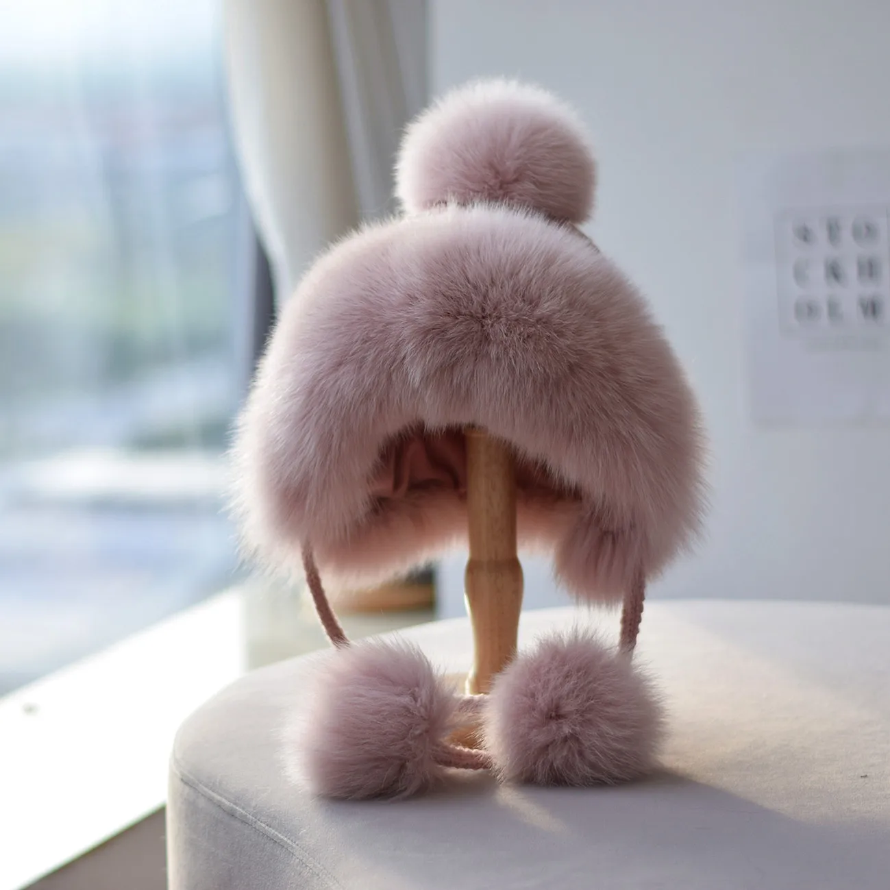 

Real Fur Fox Hair Knitted Hat Children Autumn and Winter Warm Lei Feng Hat Travel Ear Protection Ski Hats