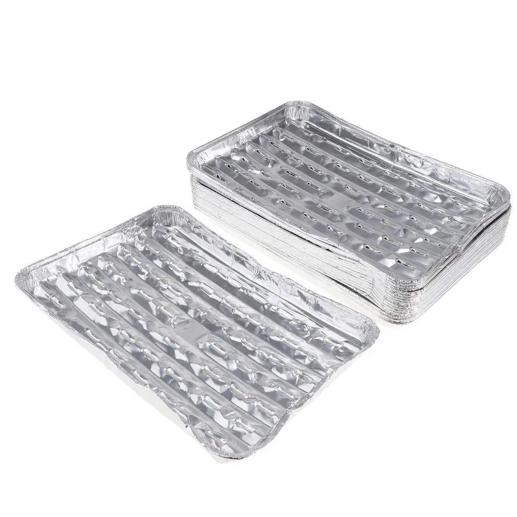 Aluminum Foil Barbecue Grilling Trays 20pcs Recyclable Roasting Pans Outdoor BBQ Tool for Meat Sea Food Vege Barbecue Grill