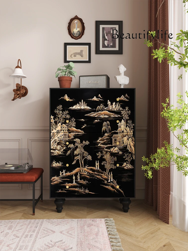 

French Style Chinese Style Chest of Drawers Household Solid Wood Aisle Curio Cabinet