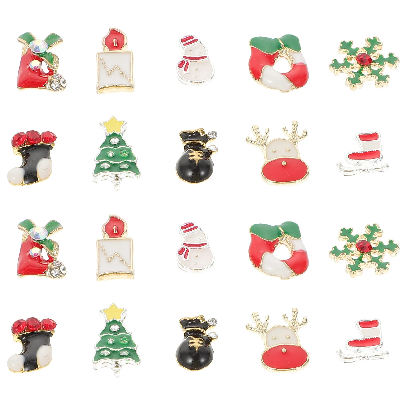 

50 шт., рождественский дизайн ногтей, украшение на рождественскую тематику, смешанный стиль, прочный сплав, маникюр, декор «сделай сам», рождественский декор для ногтей, принадлежности для маникюра