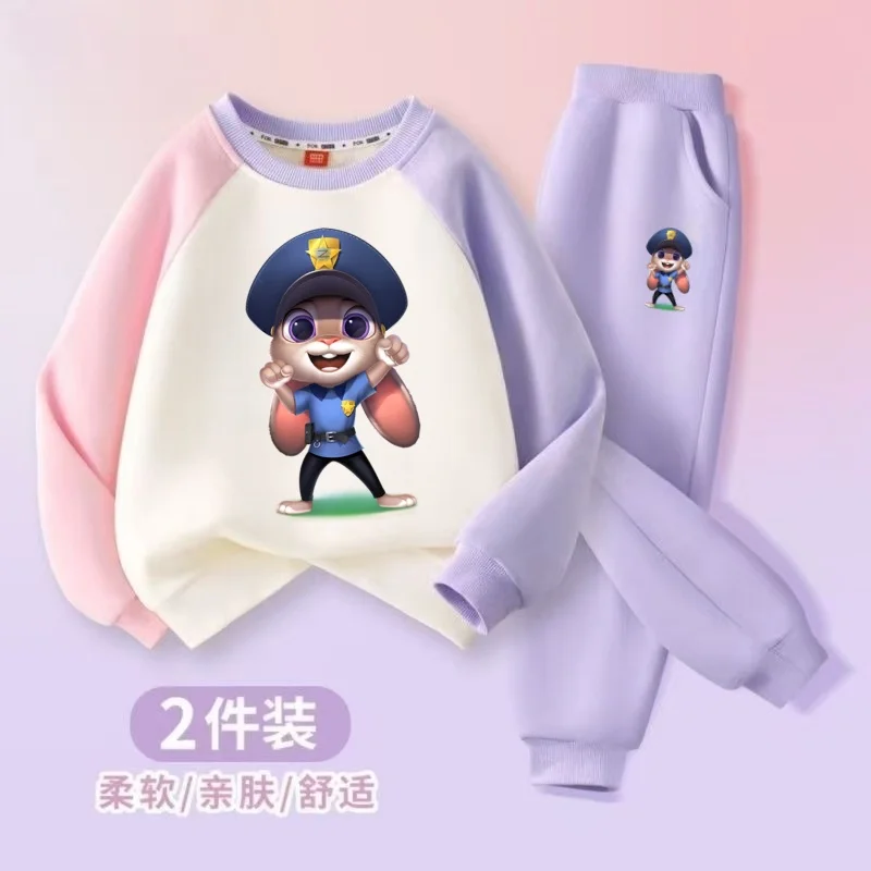 الربيع طفل الصبي الملابس مجموعة الأطفال الفتيات ديزني Zootopia 2 جودي هوبس نيك وايلد البلوز بلوزات وسراويل 2 قطعة دعوى وتتسابق #5