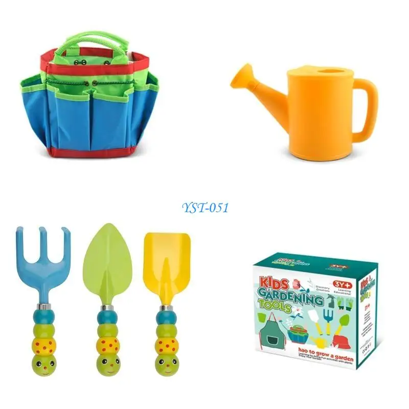 E15A Kids Gardening Tools Set Children Garden Tools with Trowel Shovel Rake Stainless