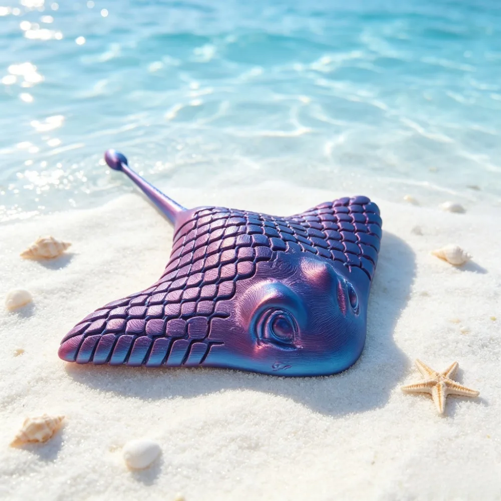 3D Printed Cute Aquatic Animal Bionic Manta Ray Stingray Toy Relief Desktop Decoration Flexible Sea Creature Toy