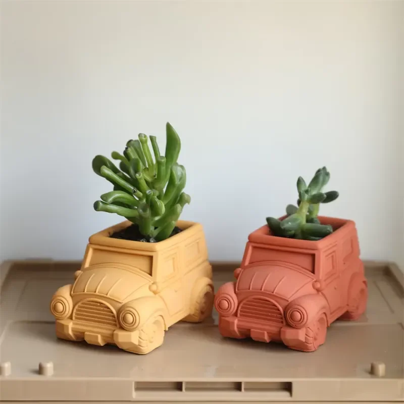 Boowan Nicole Vintage Car Concrete Silicone Molds for Plant Pots DIY Pen Holder Cement Jesmonite Mould for DIY Handcraft