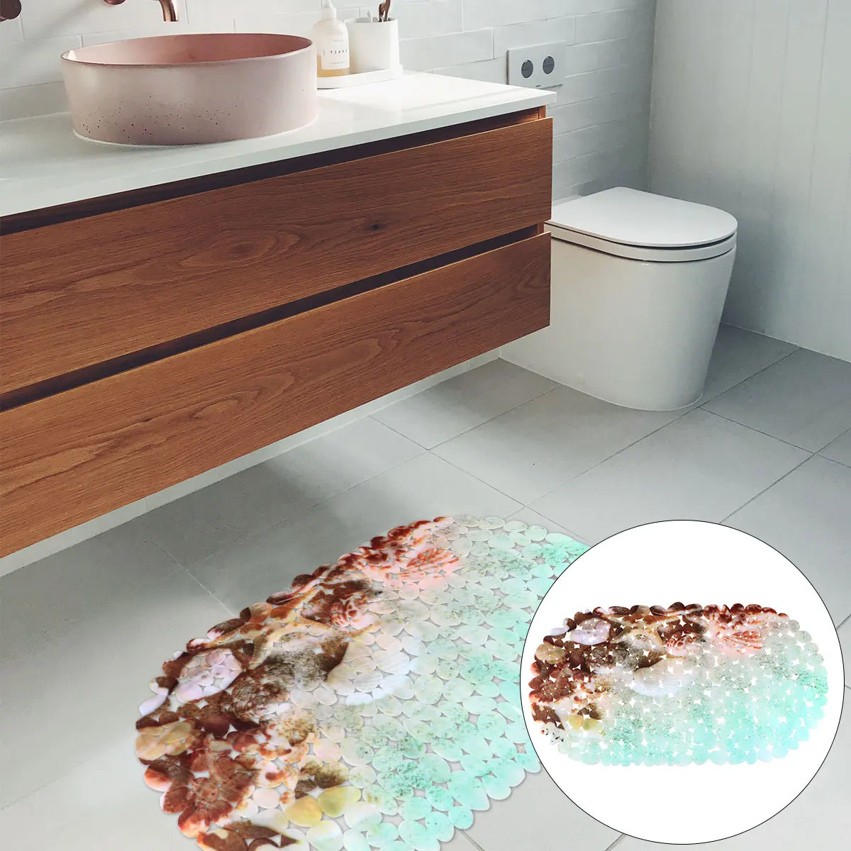 

Anti-Skid Bathroom Mat Pvc Dots Bottom Non-Slip Waterproof Machine Washable Floor Mat For Bathroom Kitchen Bedroom Hallway