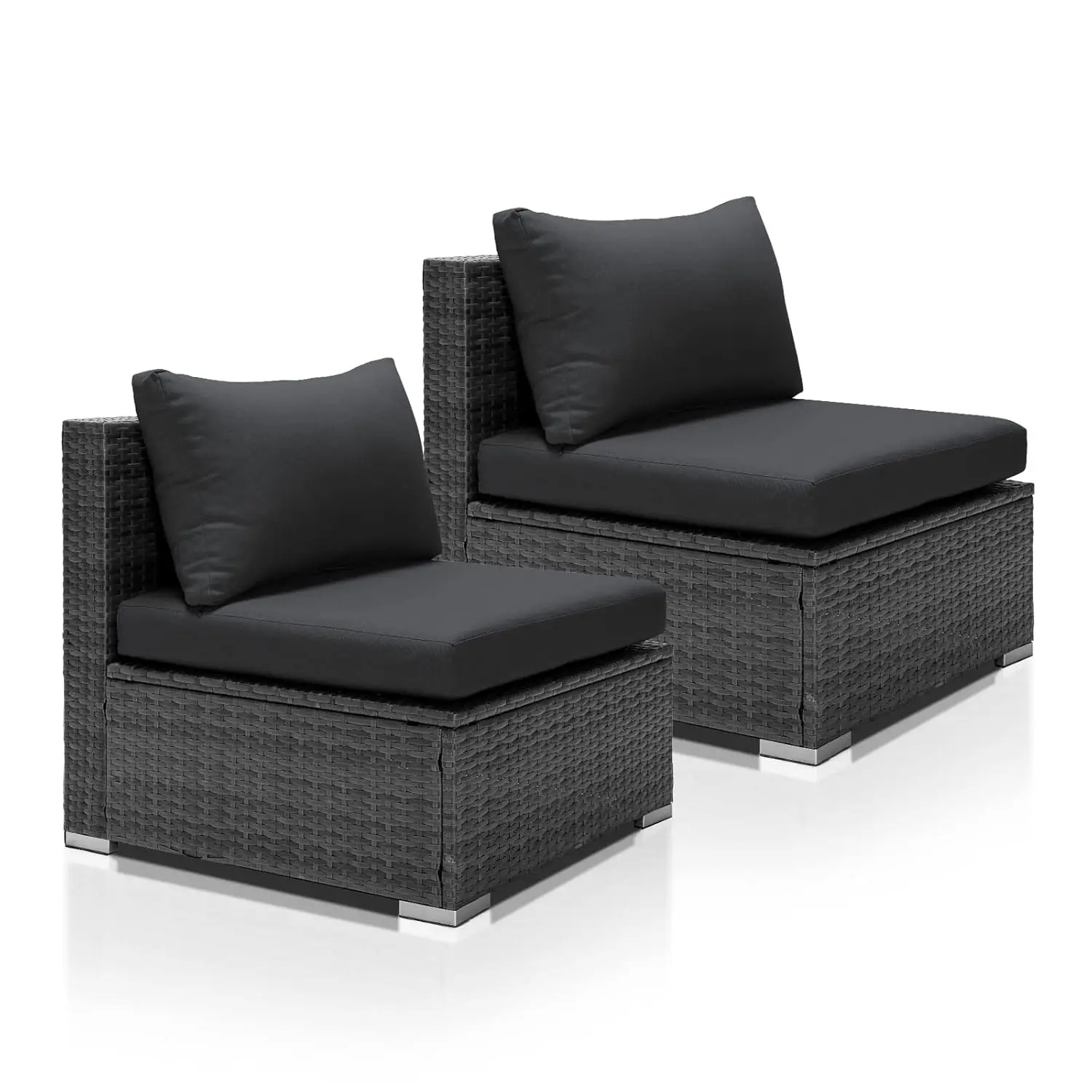 

Современный роскошный диван для патио с высокой спинкой, 29,3 дюйма, без подлокотников, 2-местный, для улицы, с широким и глубоким сиденьем, из всепогодного ротанга, на заказ