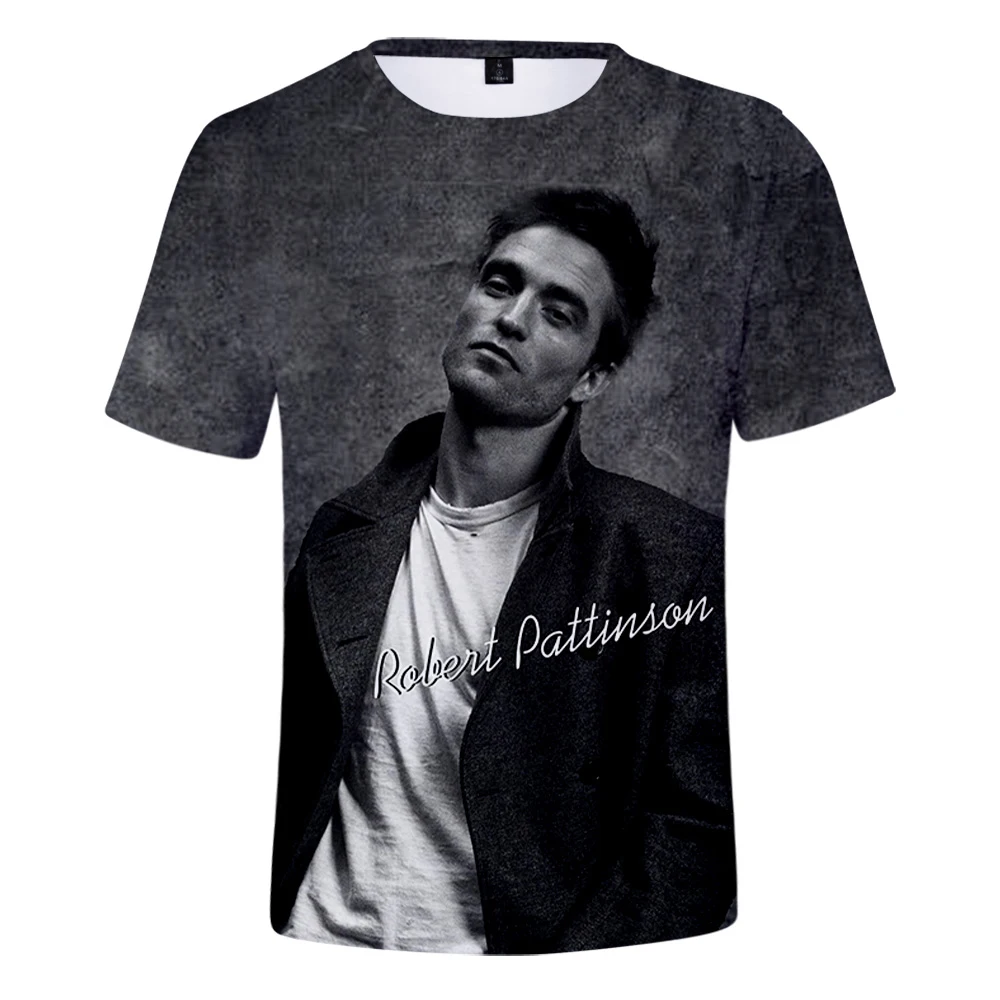 Robert Pattinson Tshrit kaus lengan pendek uniseks Crewneck T-shirt Pria Wanita gaya kasual pakaian 3D bintang muda