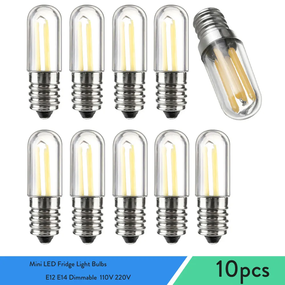 

10Pc Mini E14 E12 1W 2W 4W LED Fridge Freezer Filament Light COB Bulbs Lamp Warm / Cold White Lighting