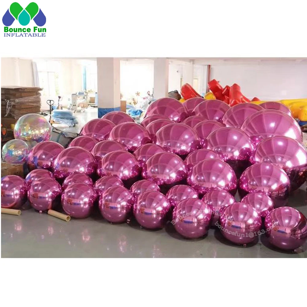 Fashion Attractive Design Pink Inflatable Mirror Balloon Christmas Decoration Sealed Mirror Ball For  Outdoor Indoor Party Event