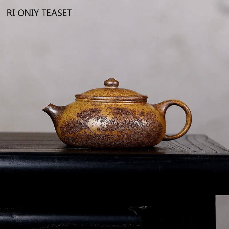 

170ml Tradition Yixing Purple Clay Teapot Handmade Fish Pattern Tea Pot Beauty Tea Infuser Kettle Chinese Zisha Teaware Tea Set