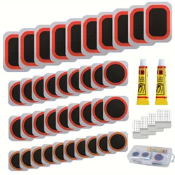 Bike Tire Repair Kit - Bicycle Inner Tube Puncture Patch Kits With 32pcs Vulcanizing Patches Metal Rasp For Motorcycle