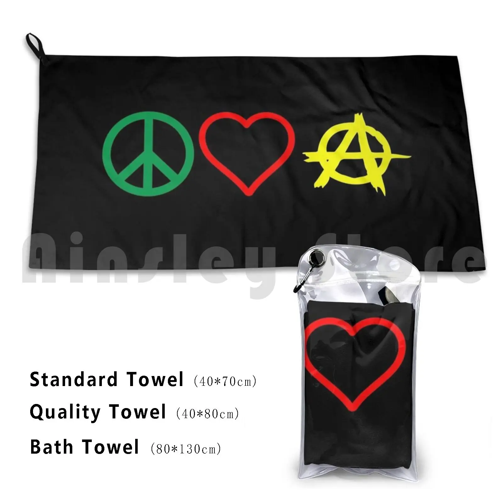 Towel Peace , Love , And Anarchy 1626 Peace Love Anarchy Ancap Libertarian Taxation Is Theft