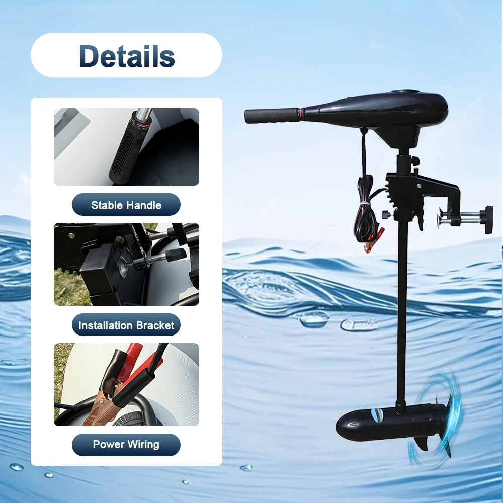 50LBS 12V Electric Trolling Motor Inflatable Boat Outboard Engine for PVC Assault Boat Fishing Kayak