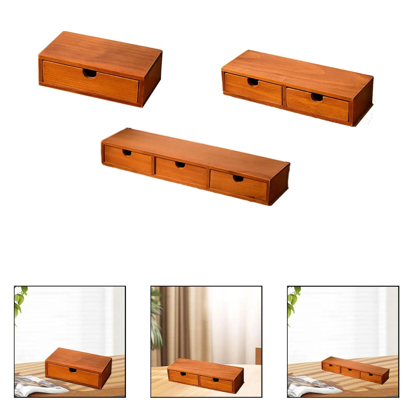 Desk Organizer with Drawer Rustic Daily Use Wooden Storage Box Coffee Pod Holder for Entryway Dresser Cabinet Toiletry Closet