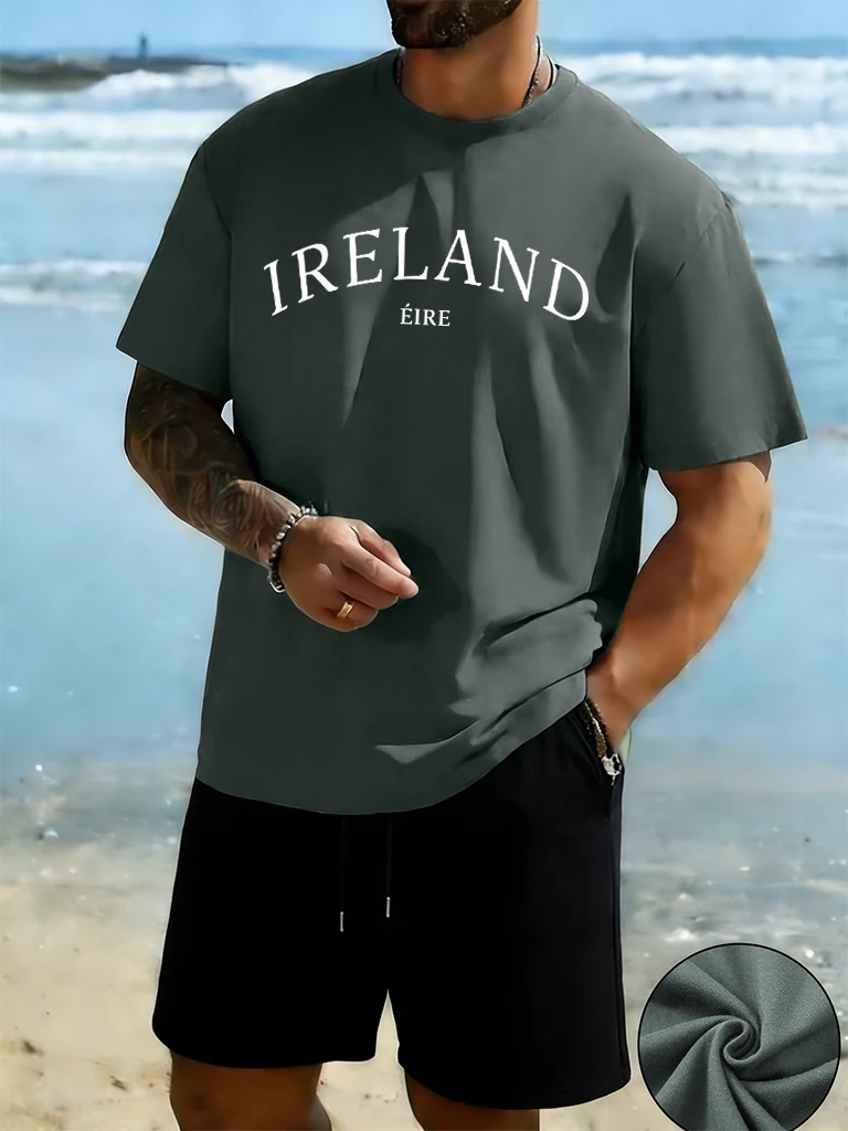 

Ireland Eire Letter Creative Design Basics Soft 16 Color Tees Men Set Cotton Comfortable Tee Shirts Sport Summer Gym Shorts