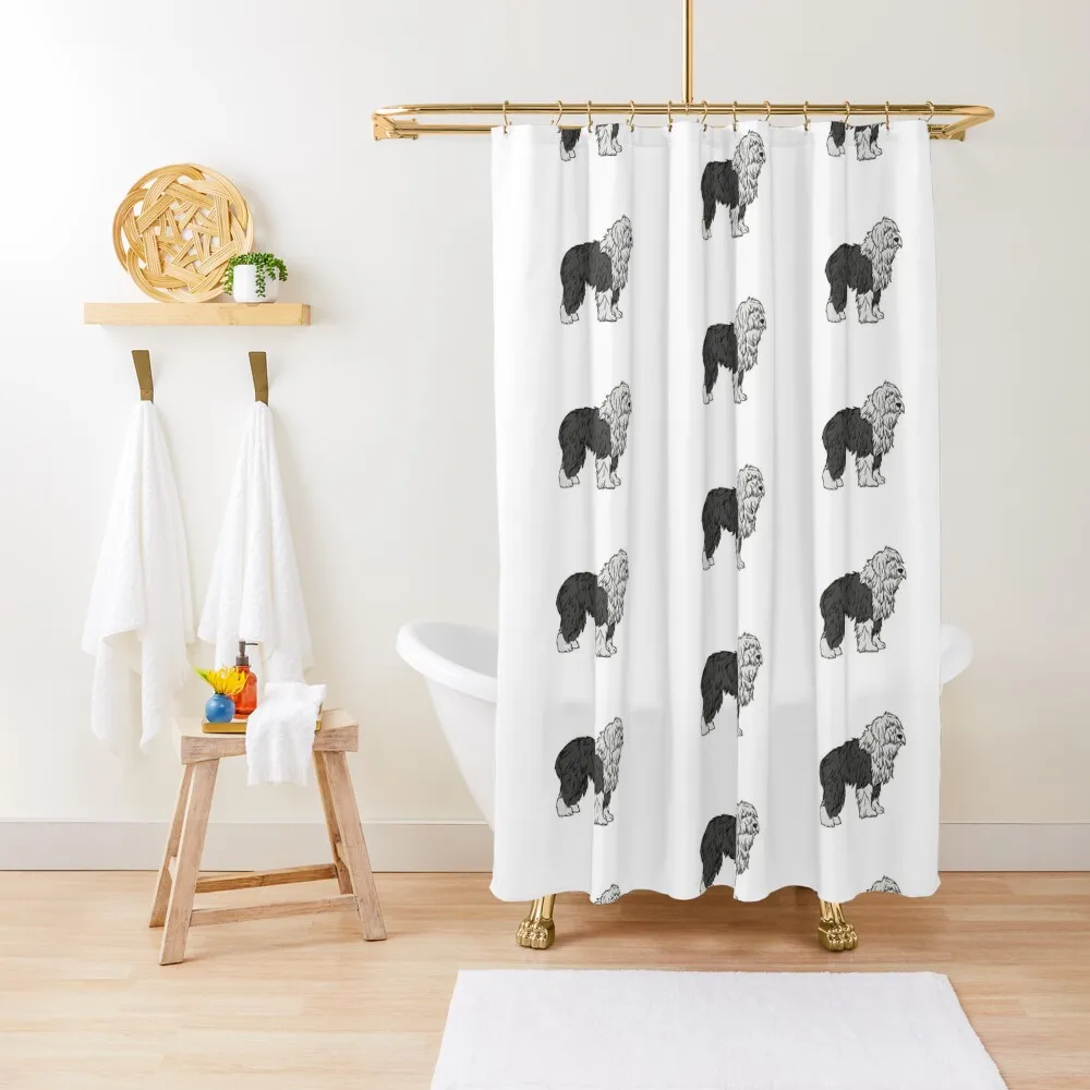 

Old English Sheepdog - Standing Shower Curtain Waterproof Bath And Anti-Mold Bathroom Fabric Waterproof Fabric Shower Curtain