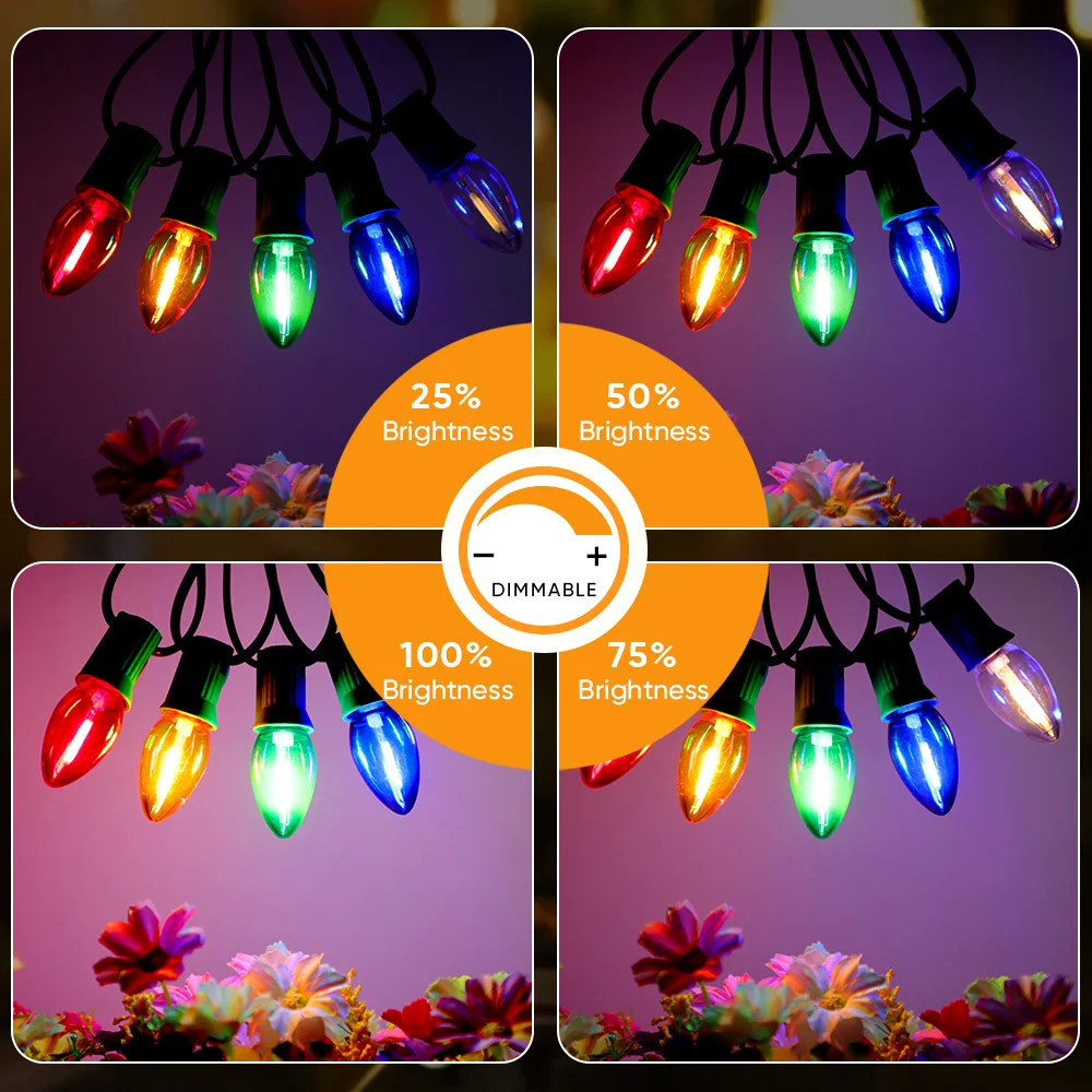Shatterproof C7 String Light Colorful Led Replacement Bulbs 1W IP44 Plastic Candle Birthday Party Garden Home Decorative Garland