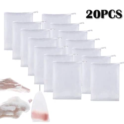 5/20PCS Facial Cleanser Soap Mesh Bags Foaming Mesh Soap Body Wash Foaming Mesh Bag Drawstring Bags Household Cleaning Supplies