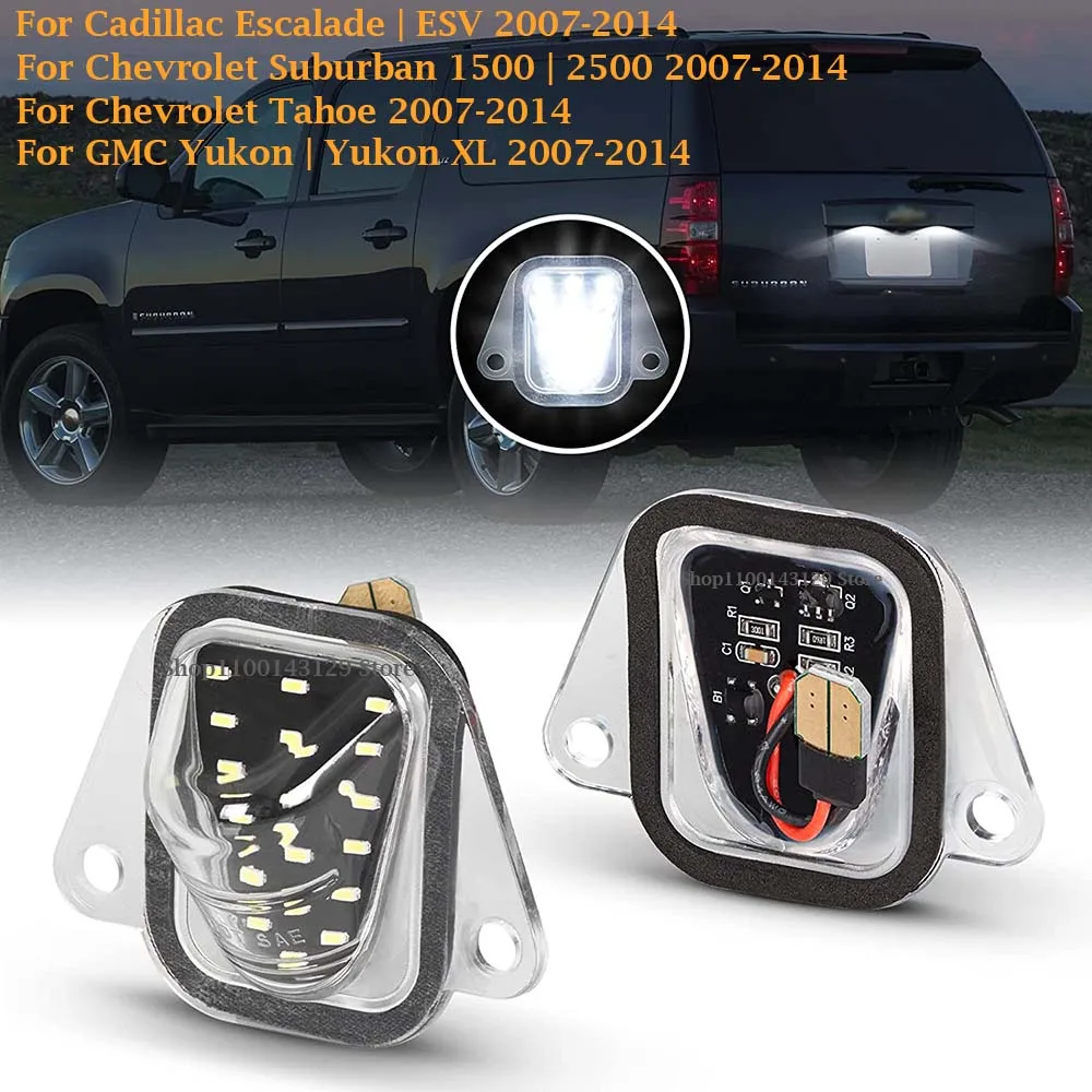 Luces LED para matrícula, piezas para Chevrolet, Suburban, Tahoe, GMC, Yukon XL, Cadillac, 07-14 Escalade, Canbus OEM #25778786, 2 uds.