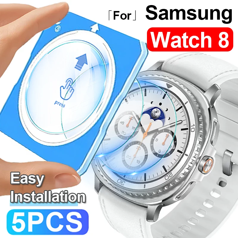 3/5Pcs Tempered Glass For Samsung Galaxy Watch 8 7 6 5 4 Classic Ultra 40mm 44mm 47mm Screen Protector With Tool Easy Install