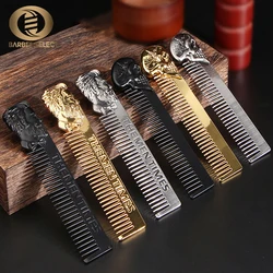 Professional Barber Styling Metal Comb Stainless Steel Men Beard Comb Mustache Care Shaping Tools Pocket Hair Comb Salon Styling