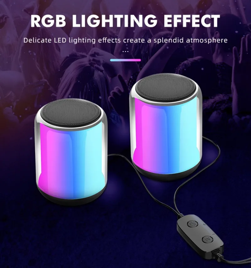 

Цветная RGB лампа Проводная компьютерная Bluetooth Колонка настольная коробка для ноутбука усилитель домашний портативный беспроводной сабвуфер автомобильная аудиосистема