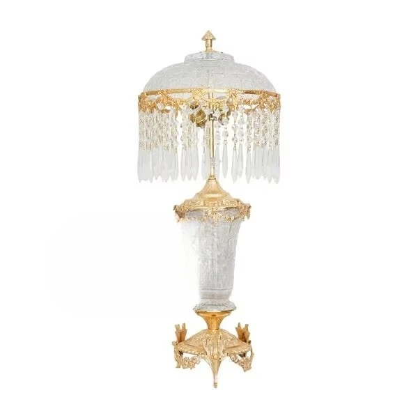 Luxury Gold Brass Crystal Table Lamp with Hanging Crystal Tassel