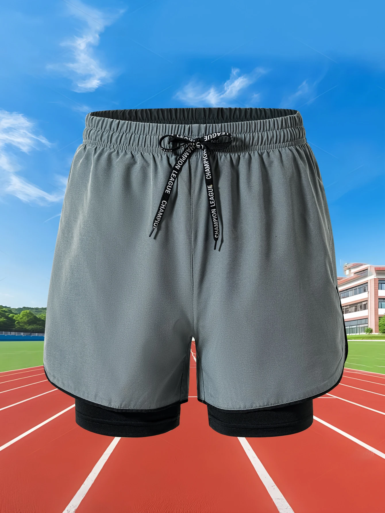 Sommer Herren Laufshorts Fitness Gym Training 2-in-1 Sportshorts Schnelltrocknende Workout-Jogging-Shorts mit Doppelschicht – Detail 9