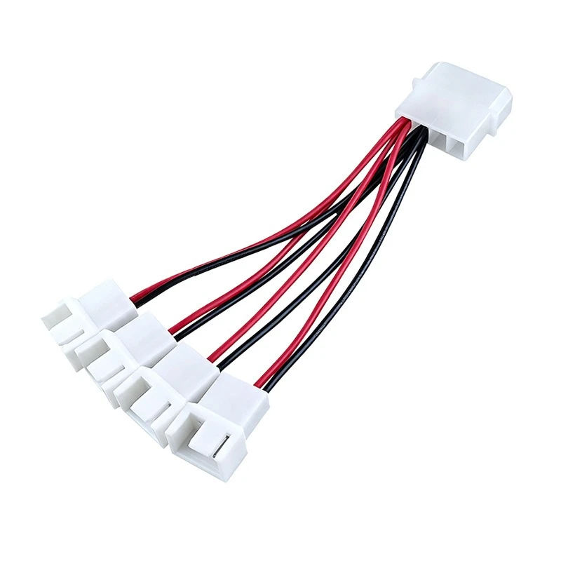 5Pcs Molex Large 4Pin to 4Pin 1-to-4 Splitter Cable, 12V PC Case Cooling Fan Power Extension Cord