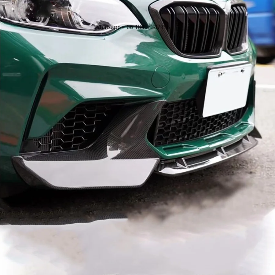 Suitable for 2016-2020 forBMW M2 F87 Carbon Fiber Front Lip Wrap and Front Corner Chin Guard