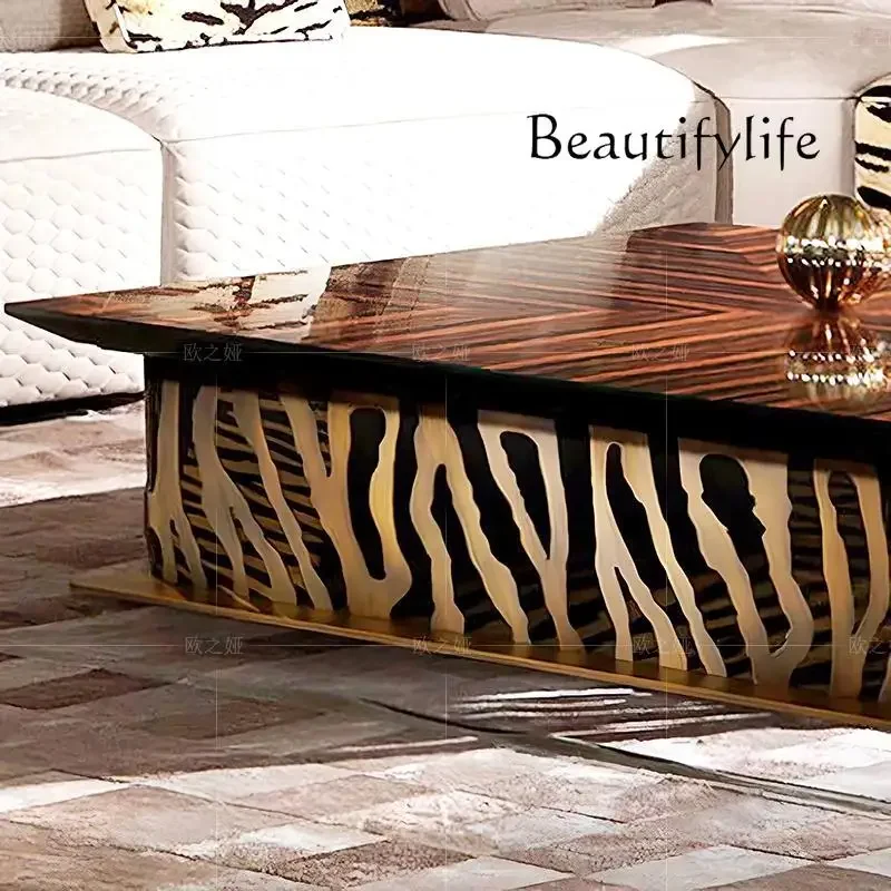 

Vv BJ High-end Italian Light Luxury Coffee Table Post-modern Simple Villa Designer Stainless Steel Solid Wood High-end