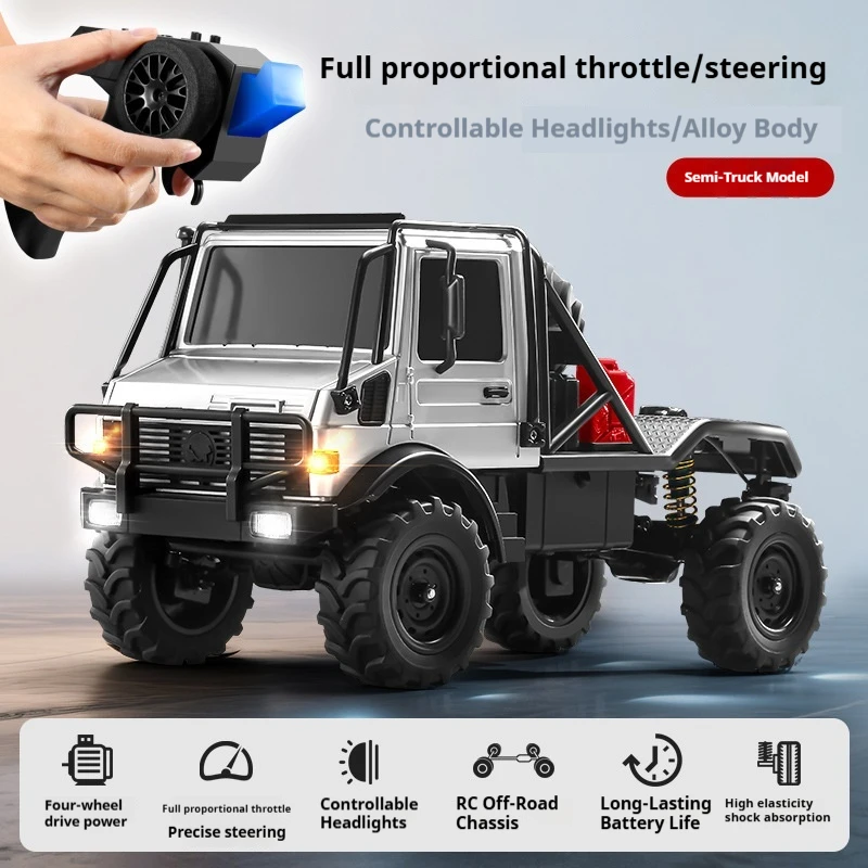 Mangniu منتج جديد Mn333 Unimog 1:18 سبيكة تسلق الجبهة 4*4 جميع التضاريس الإطارات كامل النطاق التحكم عن بعد نموذج سيارة هدية