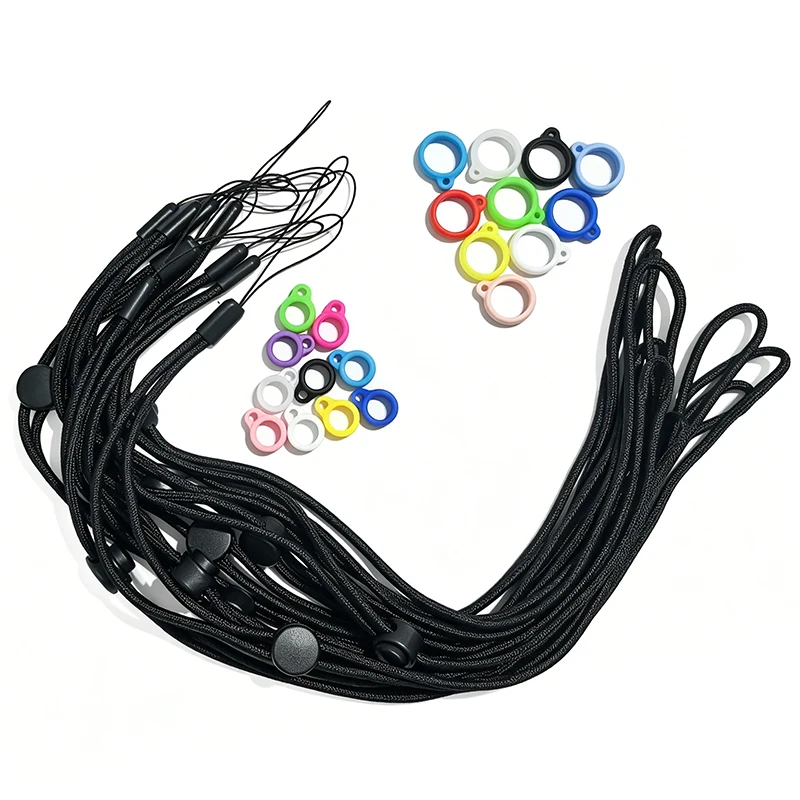 

10pcs Universal Anti-Lost Necklace Lanyards Anti-drop Cigarette Silicone Rubber Ring Rope Pen Lanyard Holder With Soft Hoop