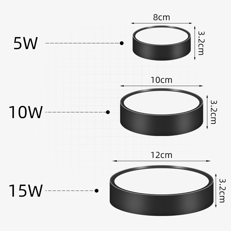 Oprawy sufitowe LED Reflektory LED 85-220V 5W/10W/15W/25W Montowane powierzchniowo Down light Czarne kuchenne lampy punktowe do salonu