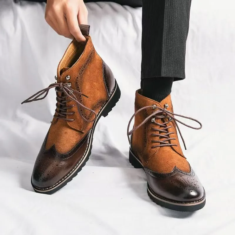 2026 New Male Ankle Boots Stylish Walking Shoes Comfy Business Botas Men High-Top Shoes 38-44 Solid Short Boots