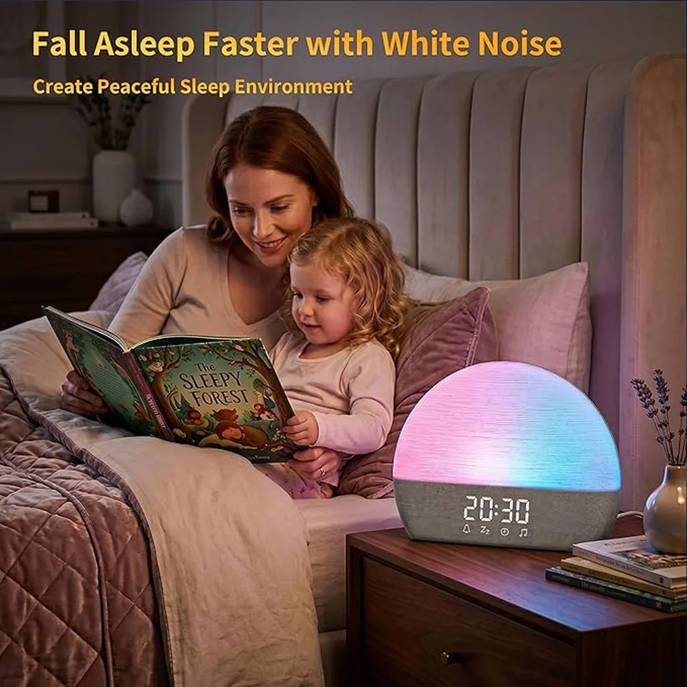 Sunrise Alarm Clock Designed To Gently Wake Up With Natural Dawn Simulation And Adjustable Lights