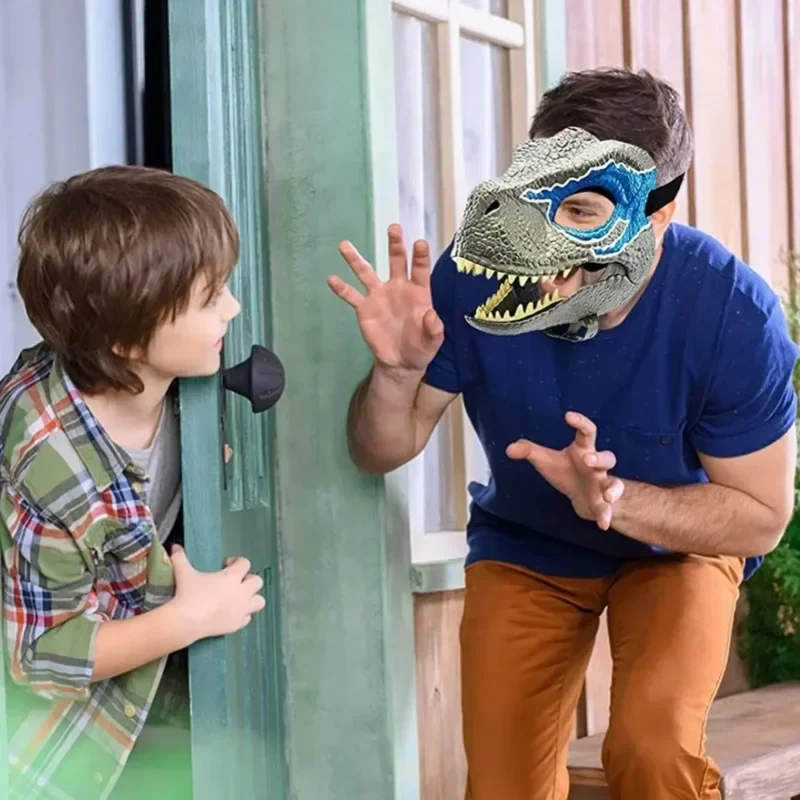 Halloween Dragon Dinosaur Mask Open Mouth Latex Horror Dinosaur Headgear Dino Mask Party Cosplay Costume Scared Mask