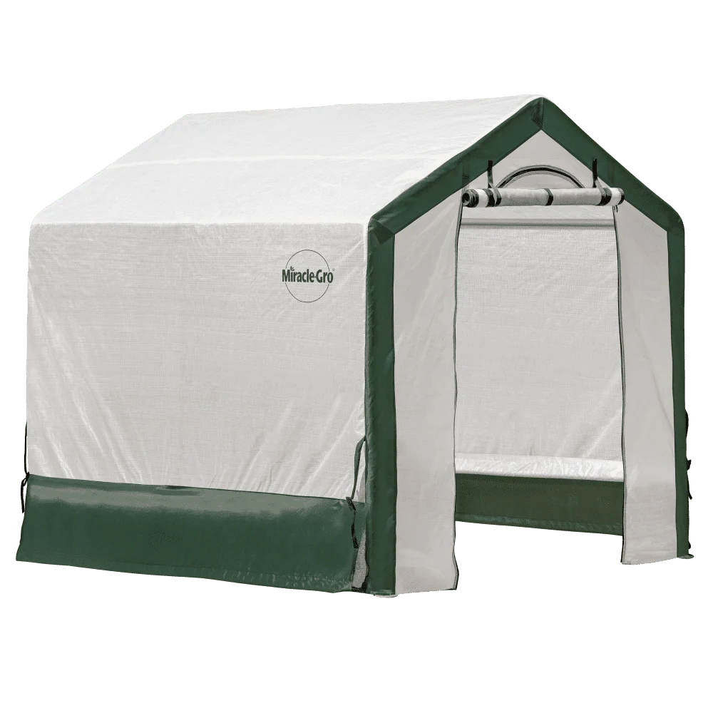

6x6x6FT Walk-in Greenhouse with Roll-up Side Panels, Steel Frame, UV-Resistant PE Cover for Outdoor Indoor Gardening