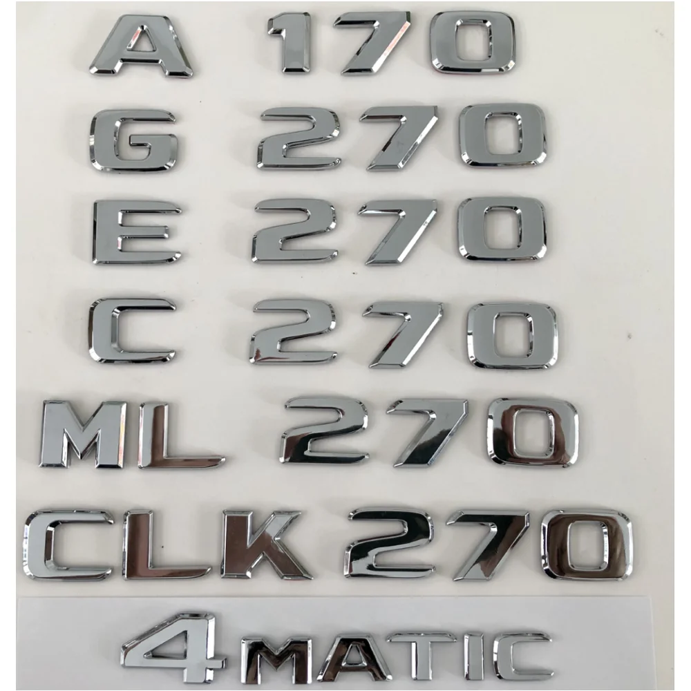 Chrome Letters Trunk Rear Emblems Nameplate for Mercedes Benz A170 B170 C270 E270 G270 ML270 CLK270 GLK270 SLK270 4MATIC