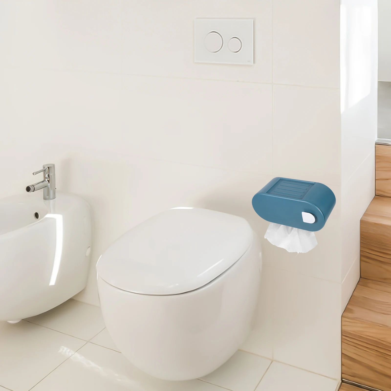 

Wall Mounted Holder Blue Large Capacity Paper Dispenser Paper Dispenser No Drill Kitchen Living Room Plastic Box